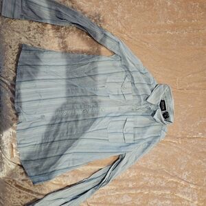 New York & Company Blue Striped Blouse